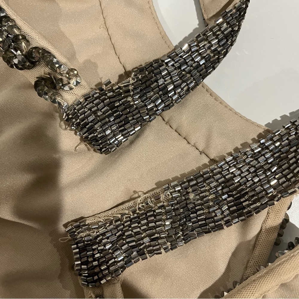 NWT lush beaded backless evening gown champagne size 8 - Picture 8 of 15
